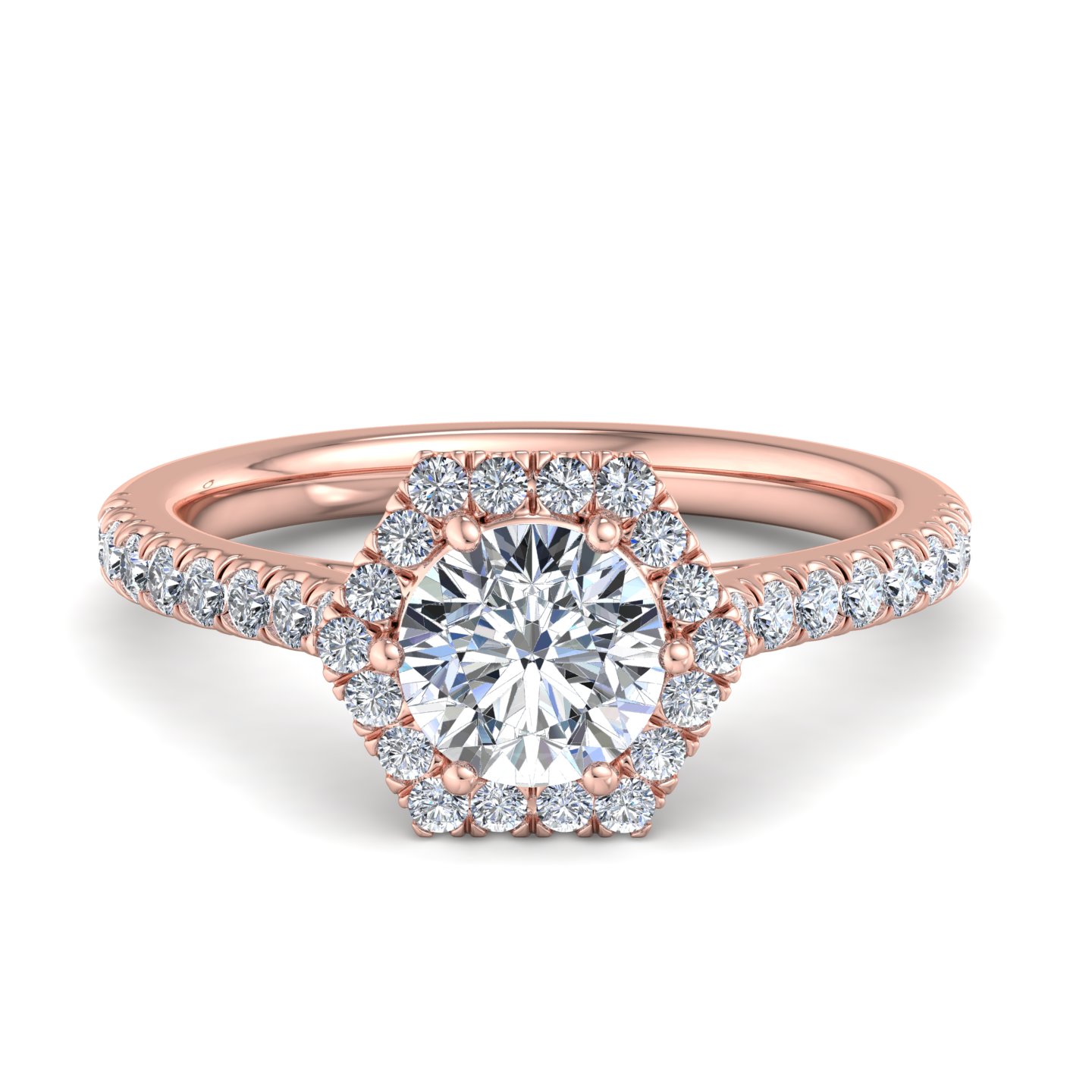 Lily Hexagon frame Halo Engagement Ring